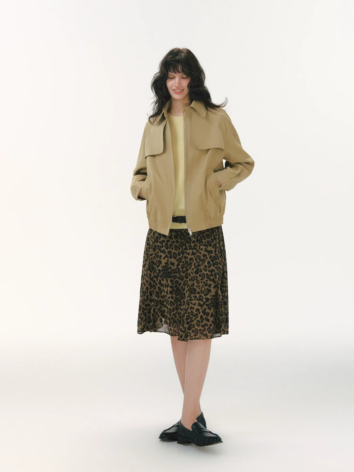 Pleated Collar Cropped Jacket
