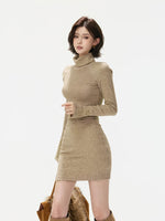 Vintage Lace Turtleneck Knit Mini Dress