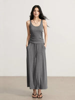 Gray & Beige Modal Tank & Skirt Set