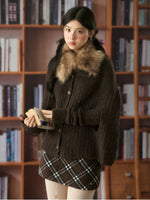Retro Fur Collar Cape Cardigan
