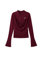 Acetate Wool Cowl Neck Top