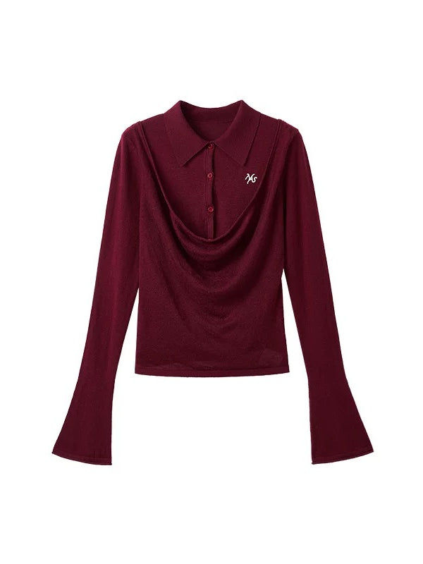 Acetate Wool Cowl Neck Top