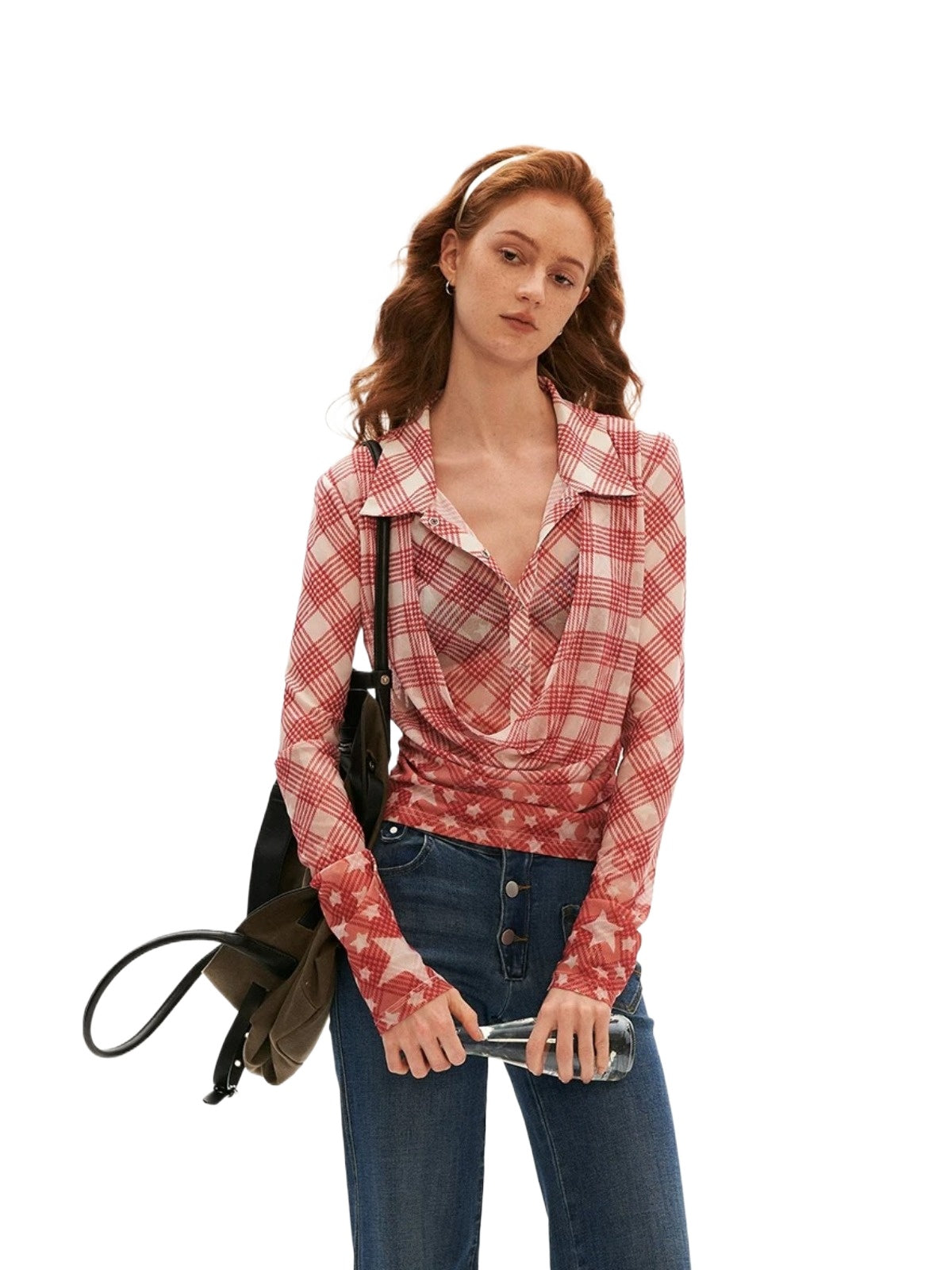 Plaid Layered Slim Shirt
