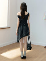 Deep Gray Asymmetric Fitted Dress