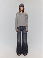 Black-Blue Low-Waist Flared & Bell-Bottom Pants Pants