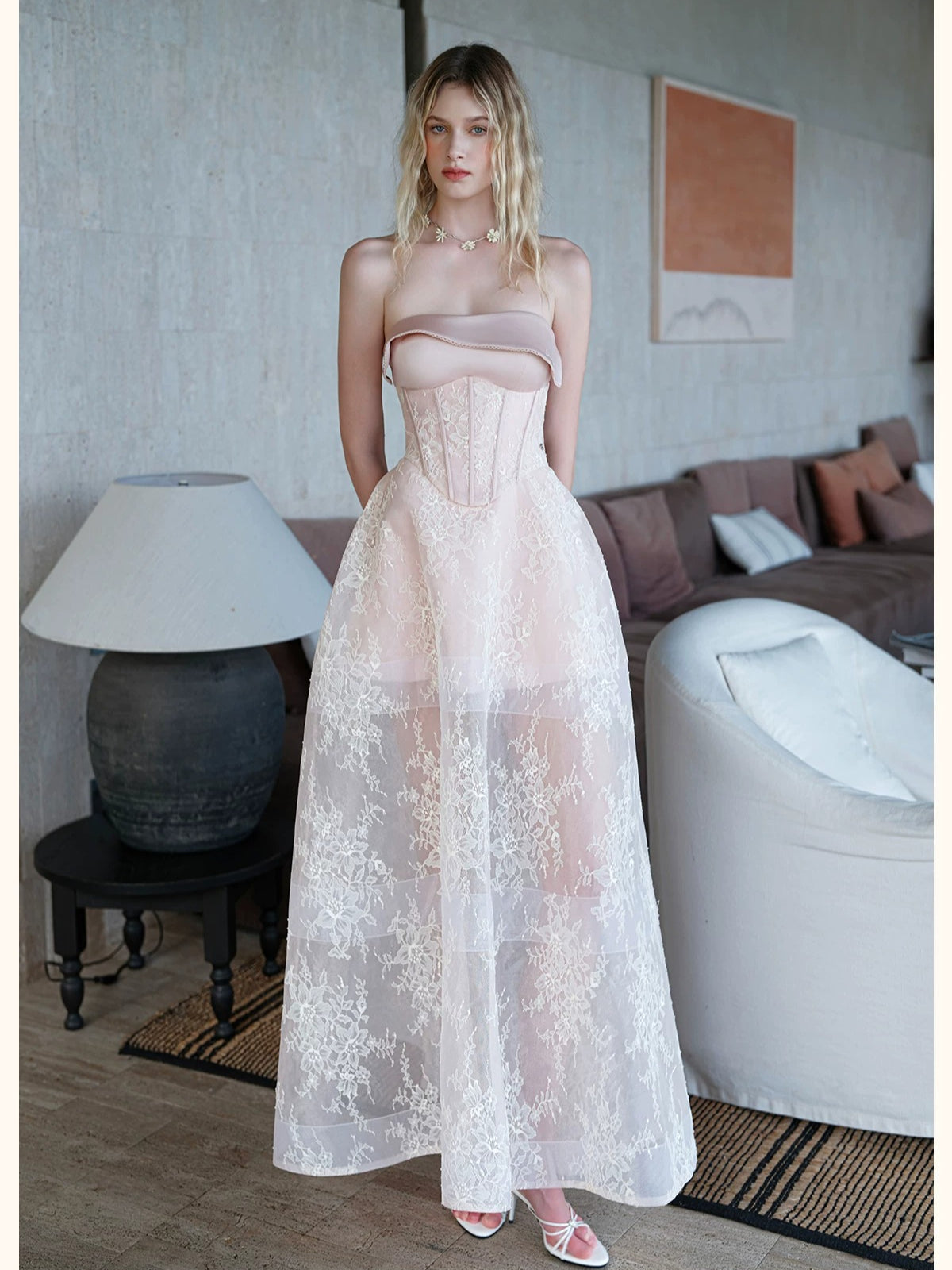 Collar Layered Tulle Mini Dress