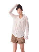 Ruffle Drawstring Knit Top