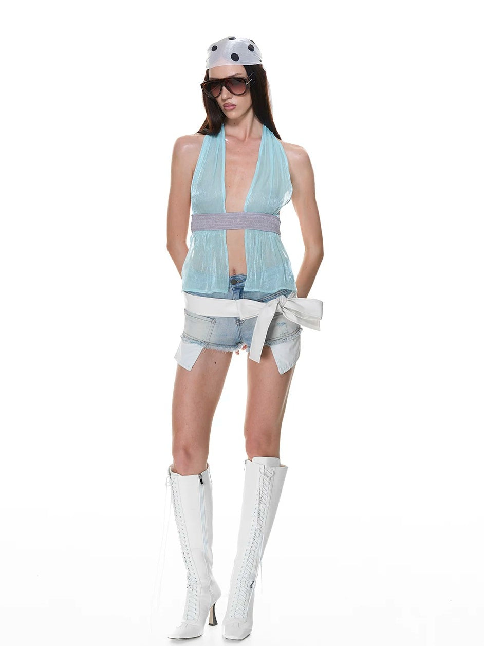 Sheer Organza Halter Top
