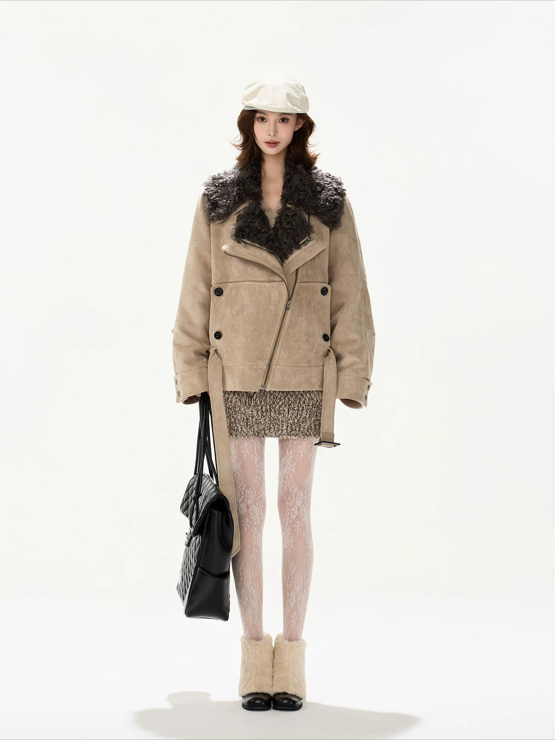 Suede Faux Fur Parka