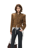Suede Stand Collar Cropped Jacket