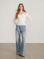 Layered Cowl Neck Knit Sweater