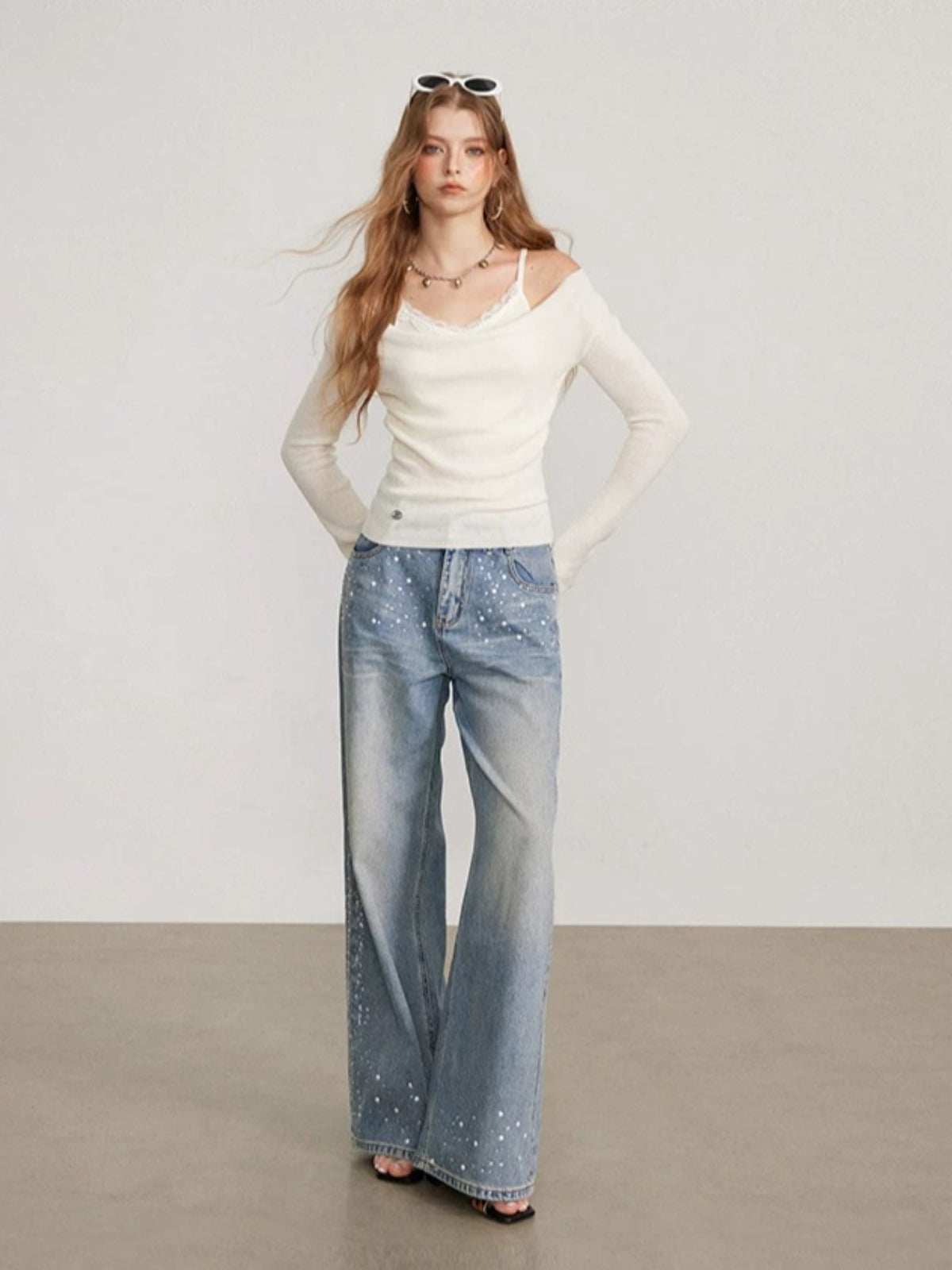 Layered Cowl Neck Knit Sweater