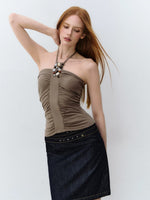 Beaded Drape Halter Top