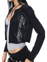 Vintage Graphic Cropped Cardigan