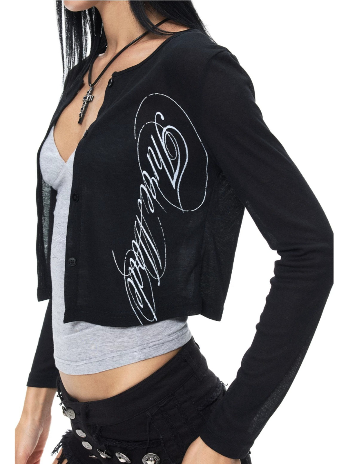 Vintage Graphic Cropped Cardigan
