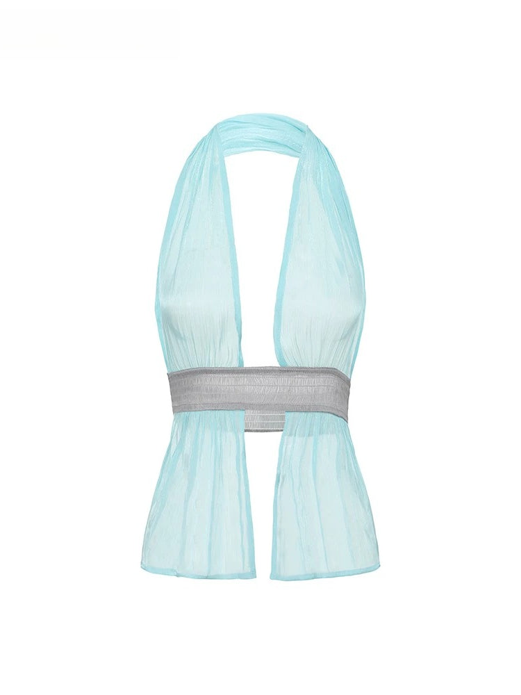 Sheer Organza Halter Top