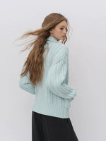 Chunky Cable Knit Bow Cardigan