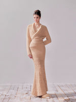 Fishtail Pencil Dress & Hollow Knit Cardigan  Set