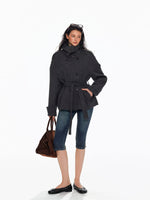 Wool Double Breasted Belted Short Coat
