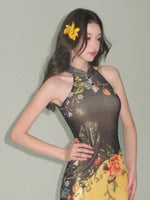 Black Halter Qipao Dress