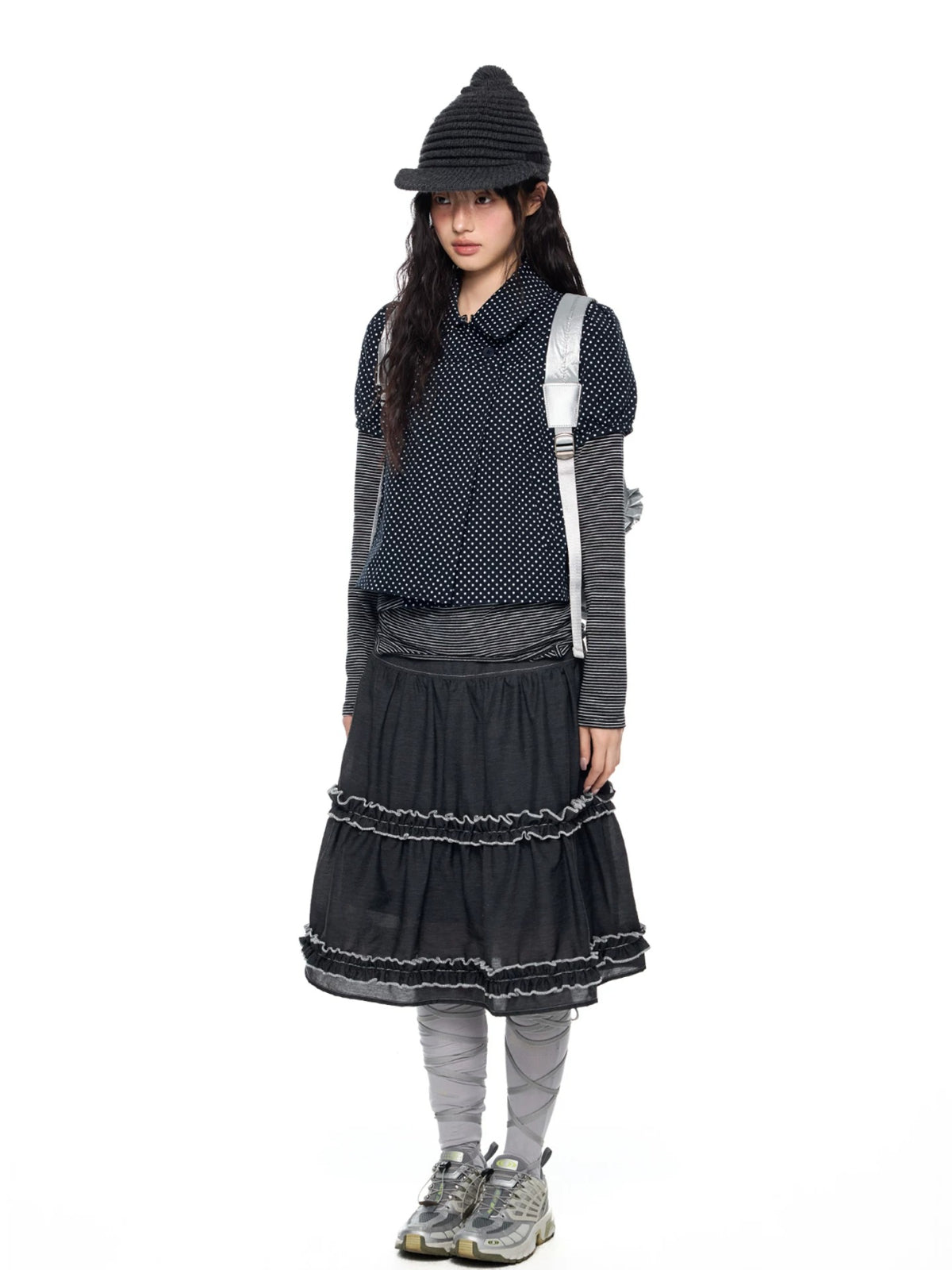 Polka Dot Plaid Collar Shirt