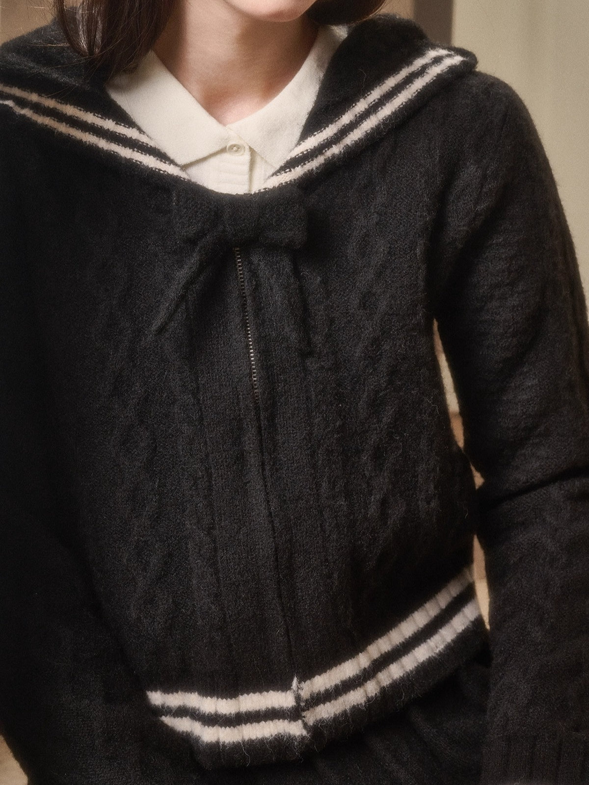 Memo Wool Cloud Knit Cardigan &amp; Pleated Skirt Set