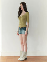 Embroidered Drawstring T-shirt