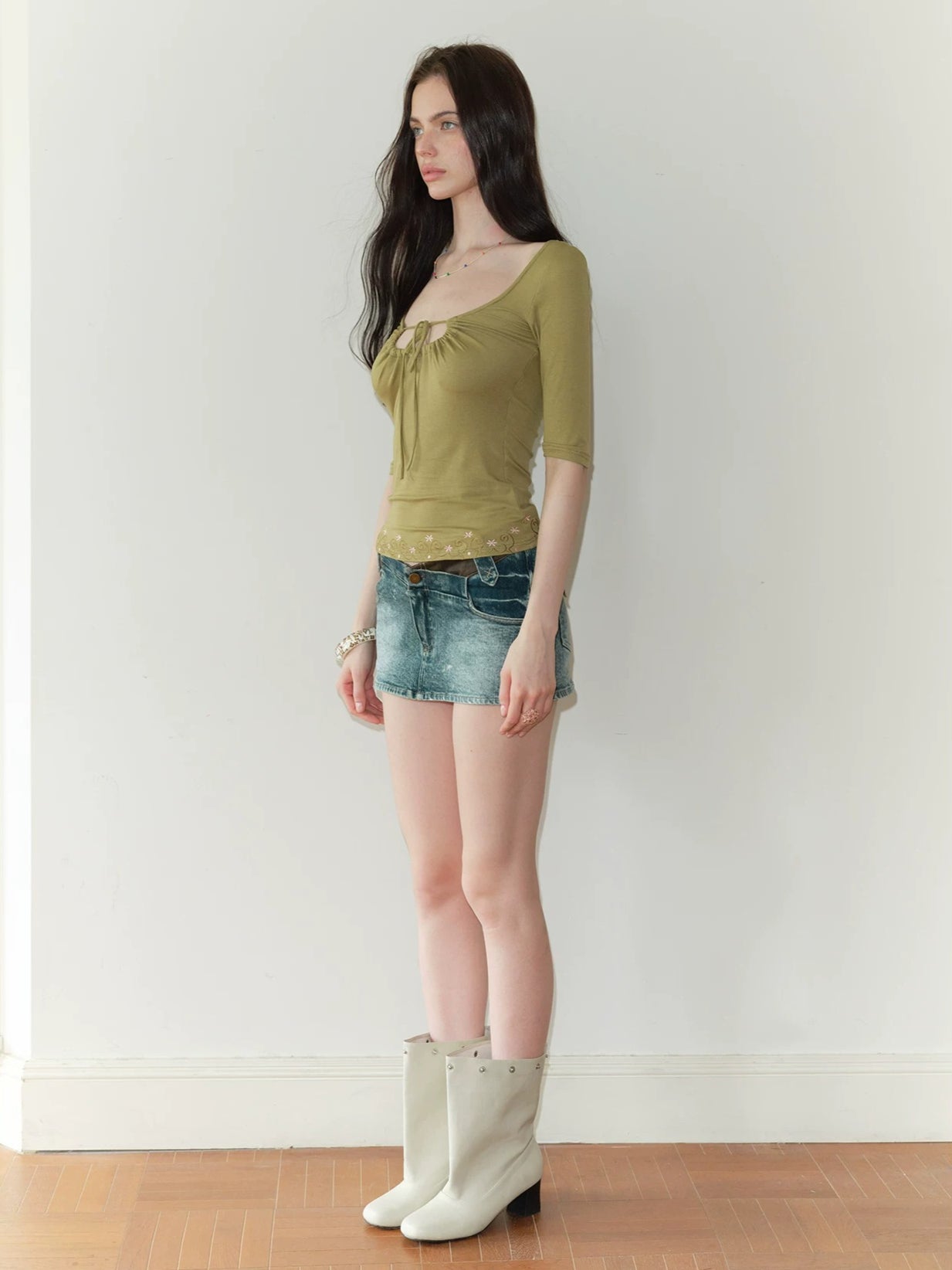 Embroidered Drawstring T-shirt
