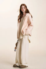 Peach Hooded Zip Coat
