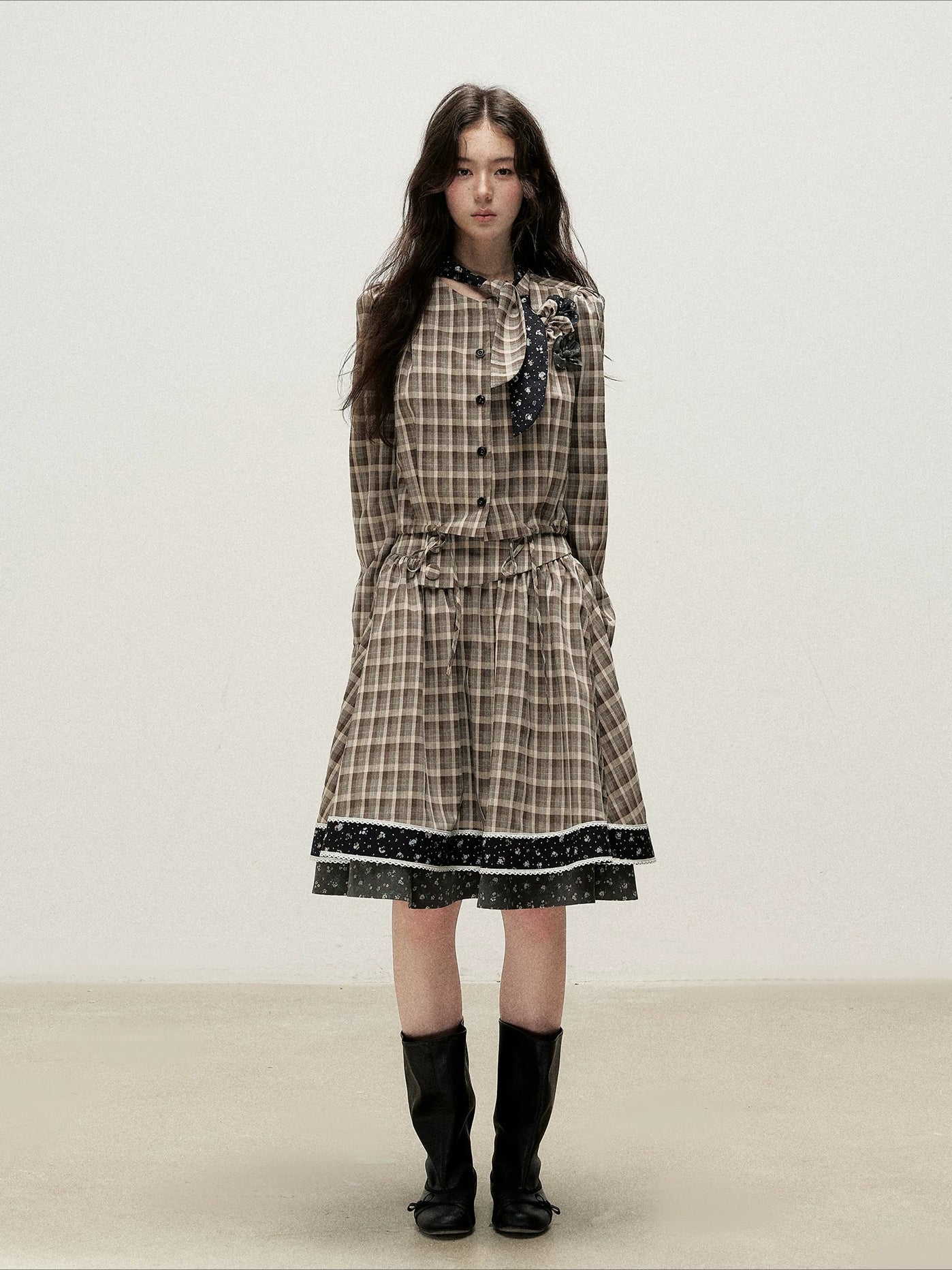 Plaid Shirt Skirt Set