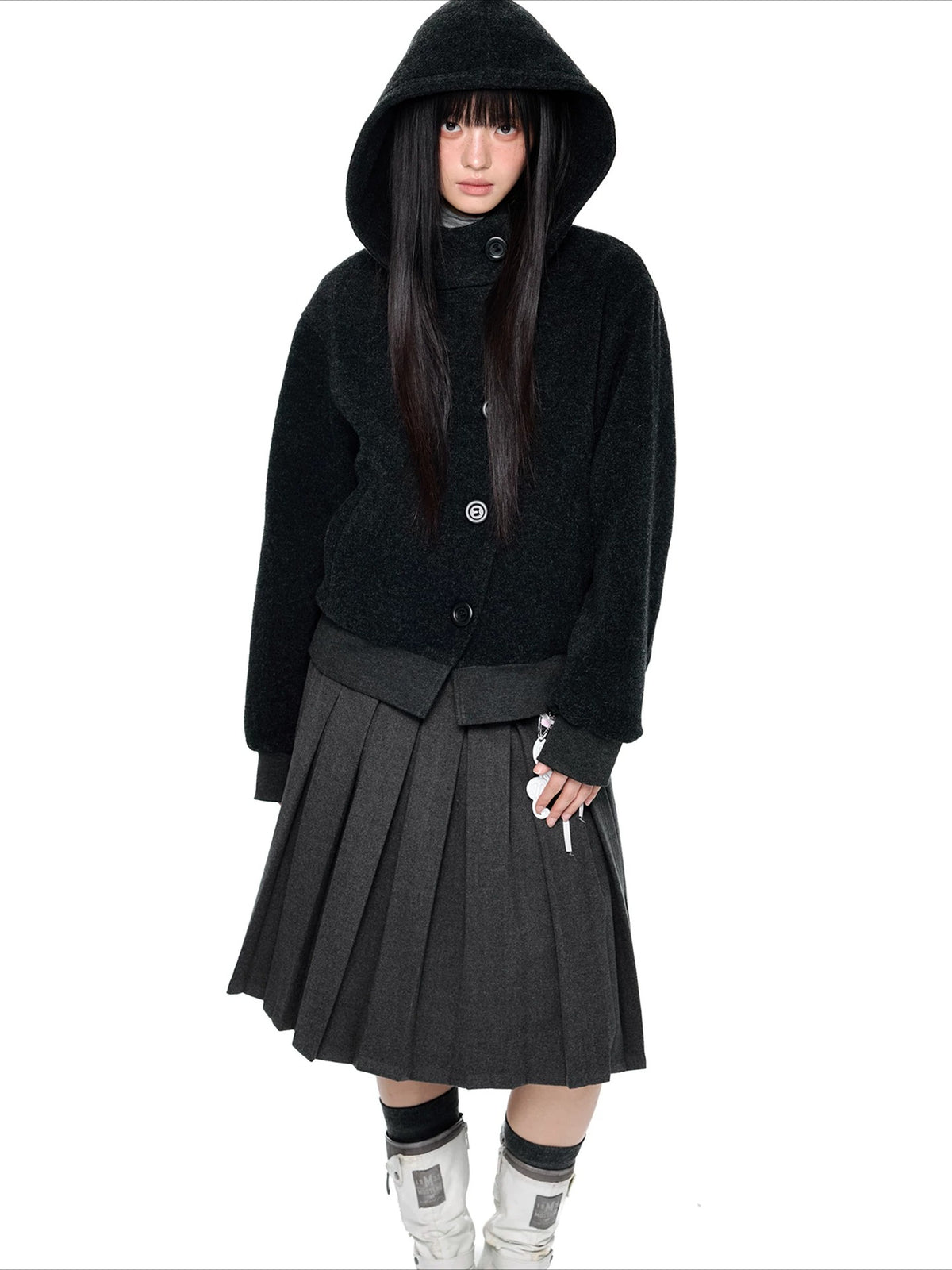Hooded Wool Blend Jacket