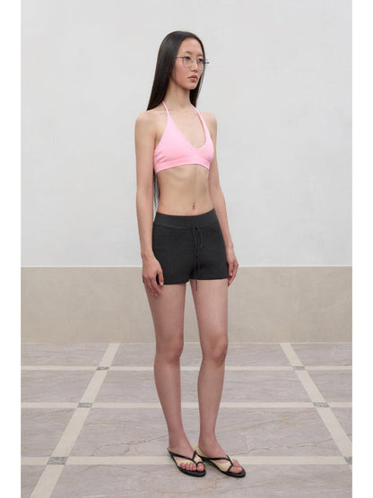 Layered Color Blocking U-Neck Halter Vest