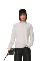 Textured Wool Knit High Neck Sweater