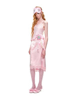 Asymmetric Satin Midi Skirt