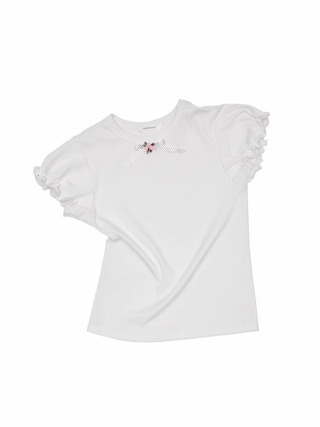 Rose Bow Puff Sleeve T-Shirt