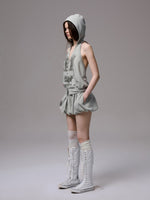 Solid Color Sweatshirt Fabric Drawstring 3D Tulip Skirt