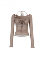 Lace Panel Beaded Acetate T-shirt