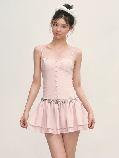 Pink Lace Cami Mini Dress
