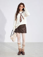 Studded Faux Leather A-Line Skirt