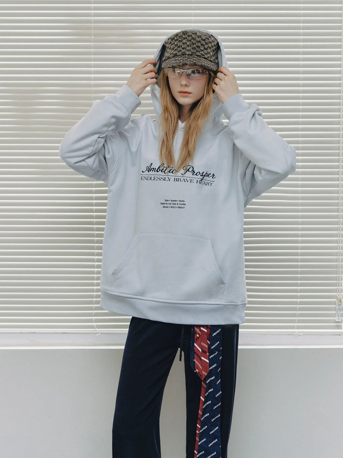 College Embroidered Cotton Hoodie