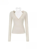 Faux Layered Mock Neck Knit Top