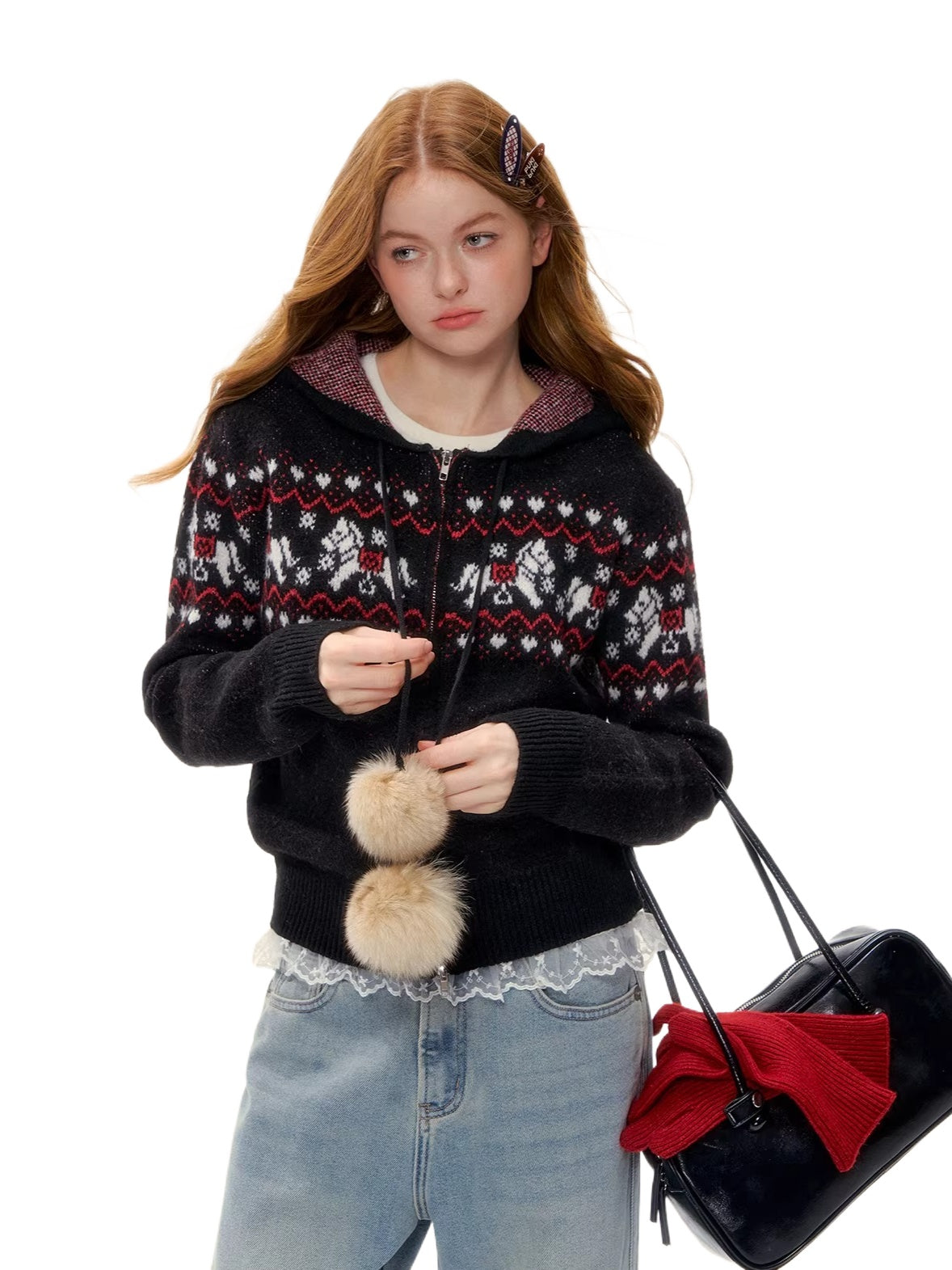 Fair Isle Pony Hooded Knit Set