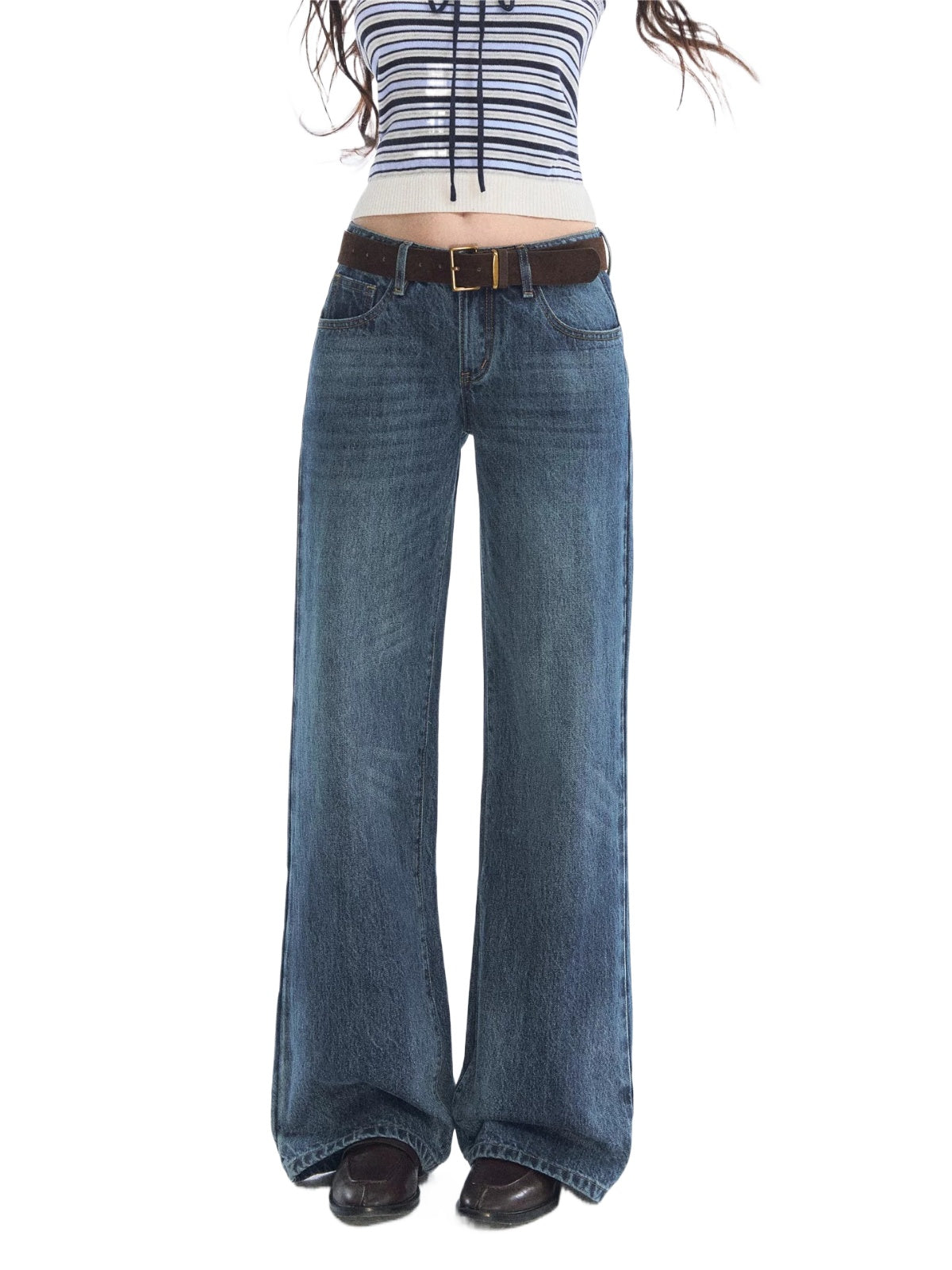 Vintage Washed Bow Embroidered Jeans
