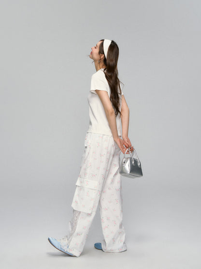 Key Print Contrast-Edge T-shirt