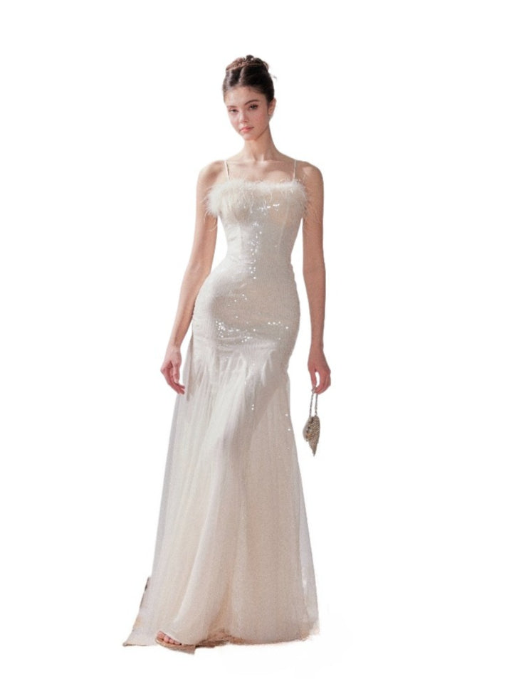 Sequin Mesh Fishtail Dress