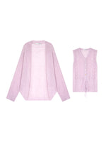 Mohair Knit Cardigan Vest Set