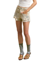Embroidered Gradient Rhinestone Casual Shorts