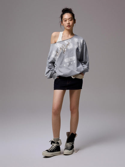 Retro Letter Print Sweatshirt