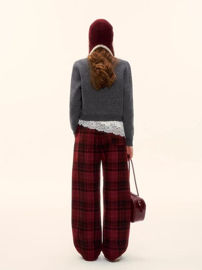 Bow Jacquard Crewneck Knit Cardigan