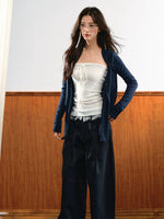 Tie Bust Knit Cardigan Set